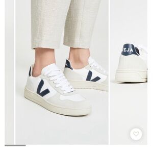 Veja White and Navy Sneakers